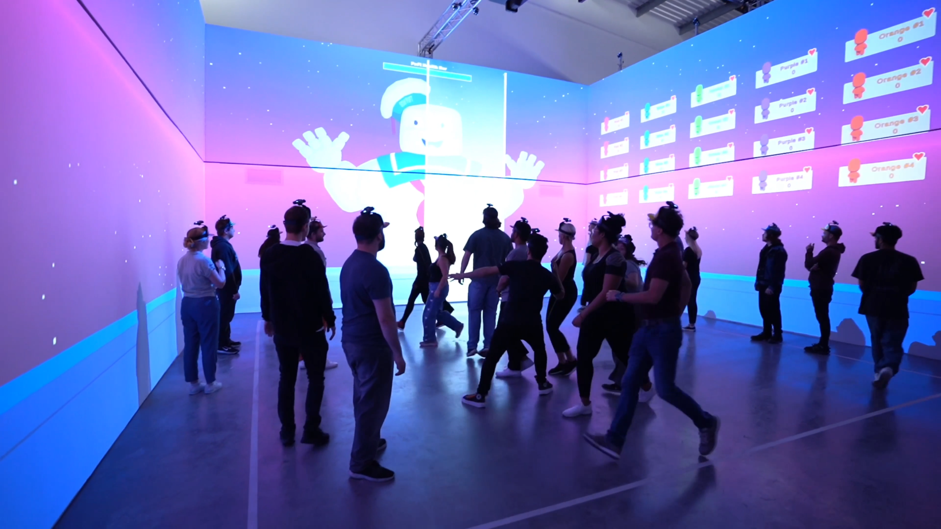 36 players playing the Ghostbusters immersive multiplayer smart room game at the Megabox